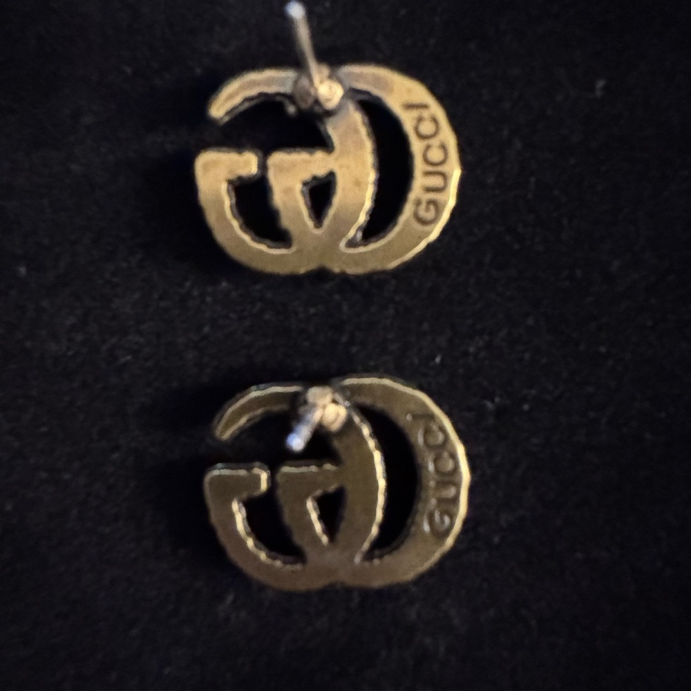 GUCCI SNAKE RUSTIC GOLD EARRINGS - Picture 2 of 2